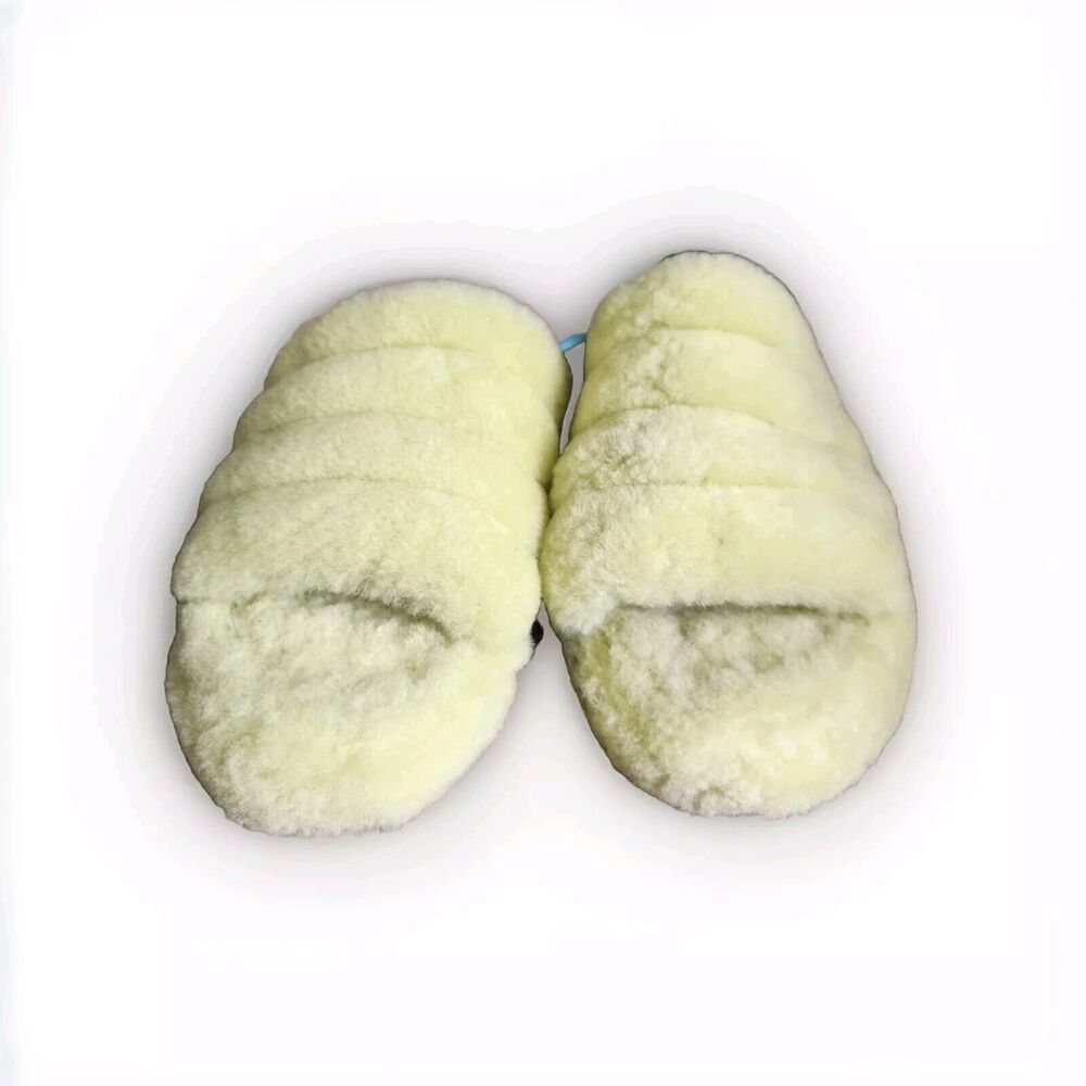 Womens UGG Fluff Yeah Yellow Lamb Fur Slide Slippers Sandals Size 6 1120030k - Picture 3 of 11
